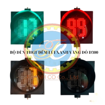 BỘ ĐÈN THGT SỐ ĐẾM LÙI XANH + VÀNG + ĐỎ D300
